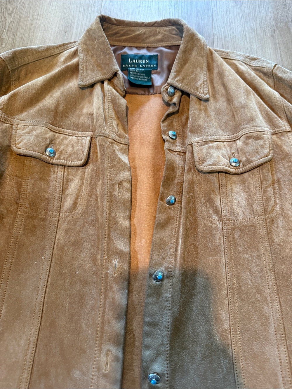 Lauren Ralph Lauren Camel Suede Shirt Jacket - Picture 6 of 6